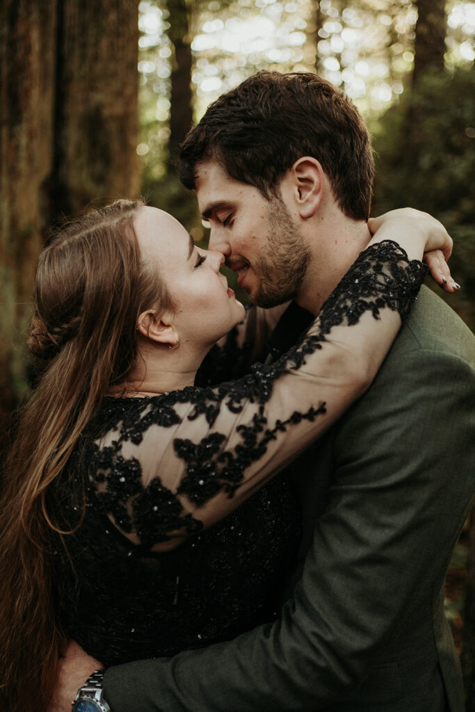 couple posing for their elopement photos in tofino vancouver island