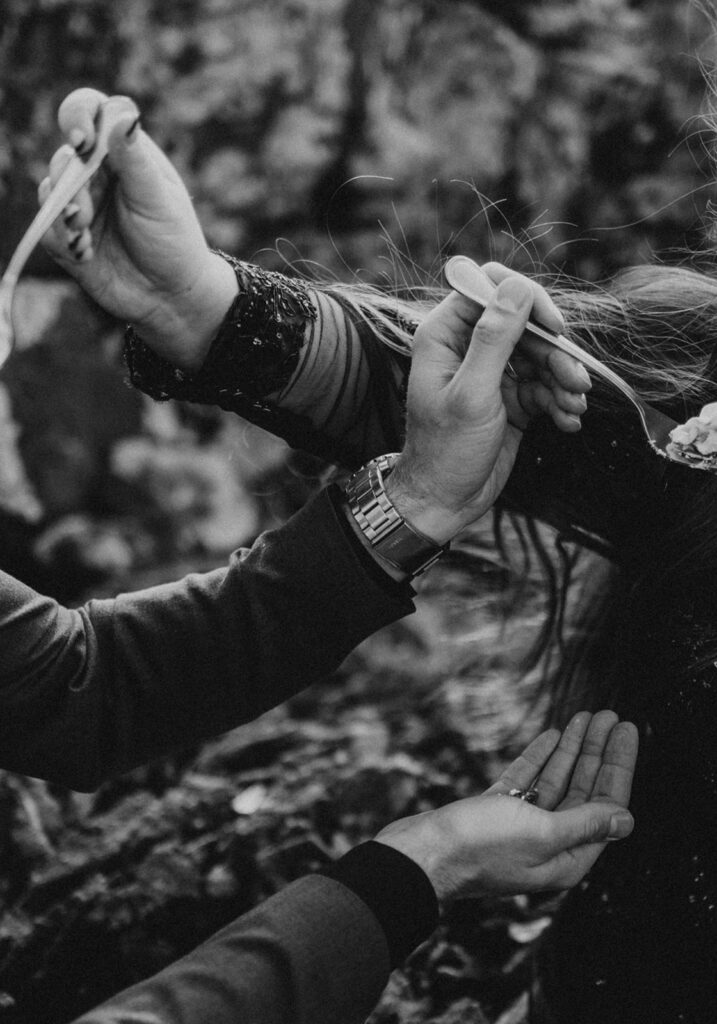 couple posing for their elopement photos in tofino vancouver island