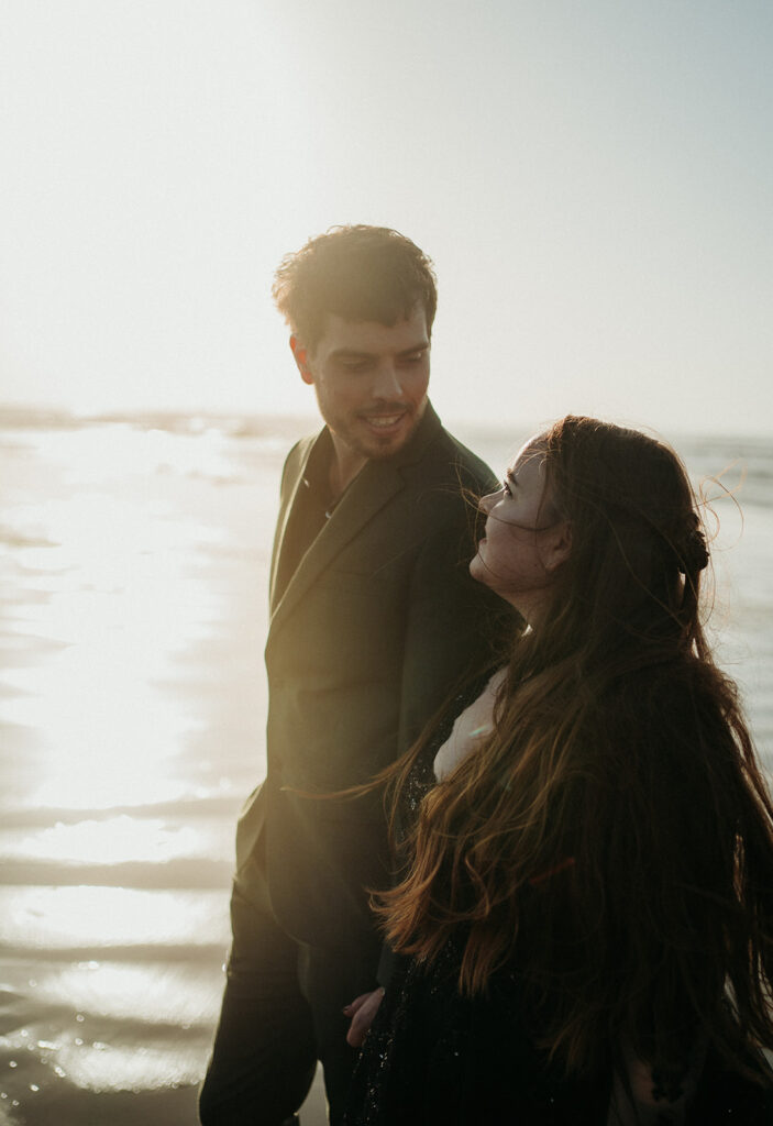 couple posing for their elopement photos in tofino vancouver island