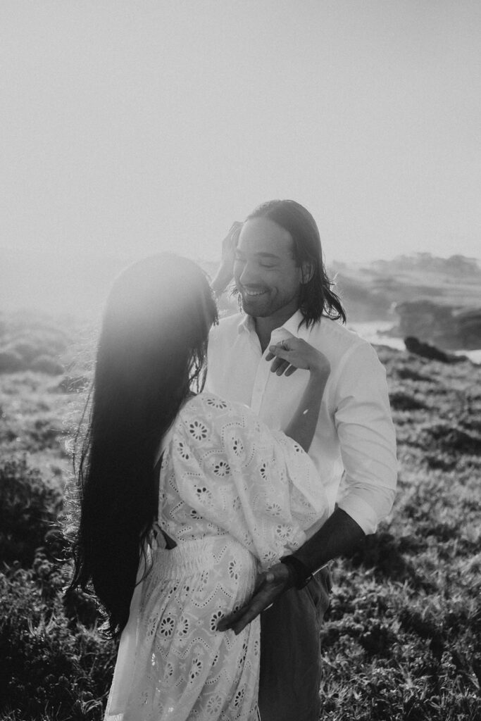 couple posing for their wedding portraits