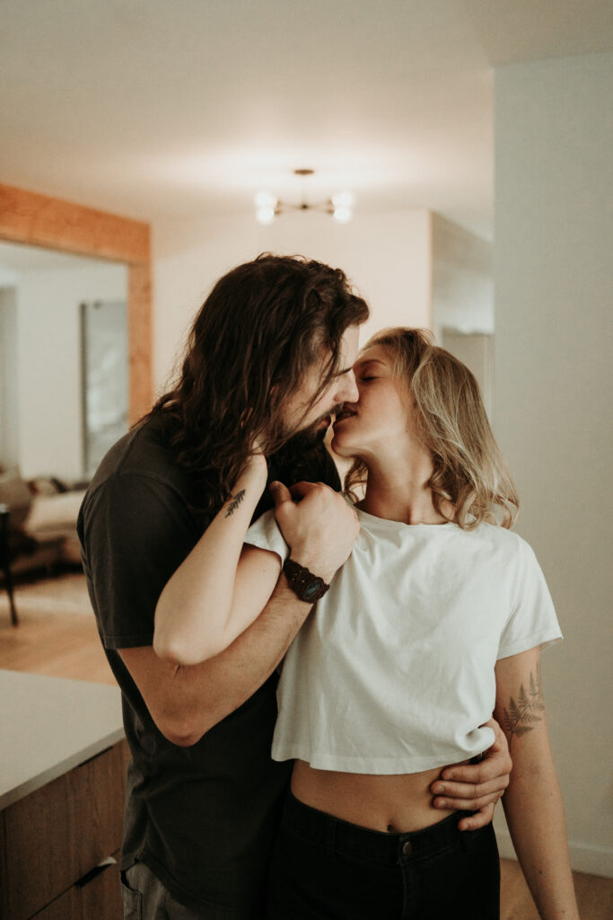 couple posing for their engagement photos