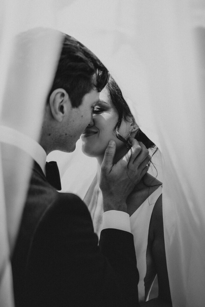 couple posing for their elopement portraits