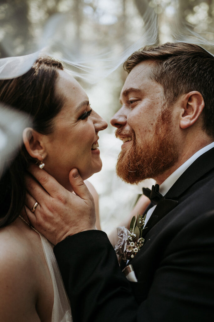 couple posing for their elopement portraits