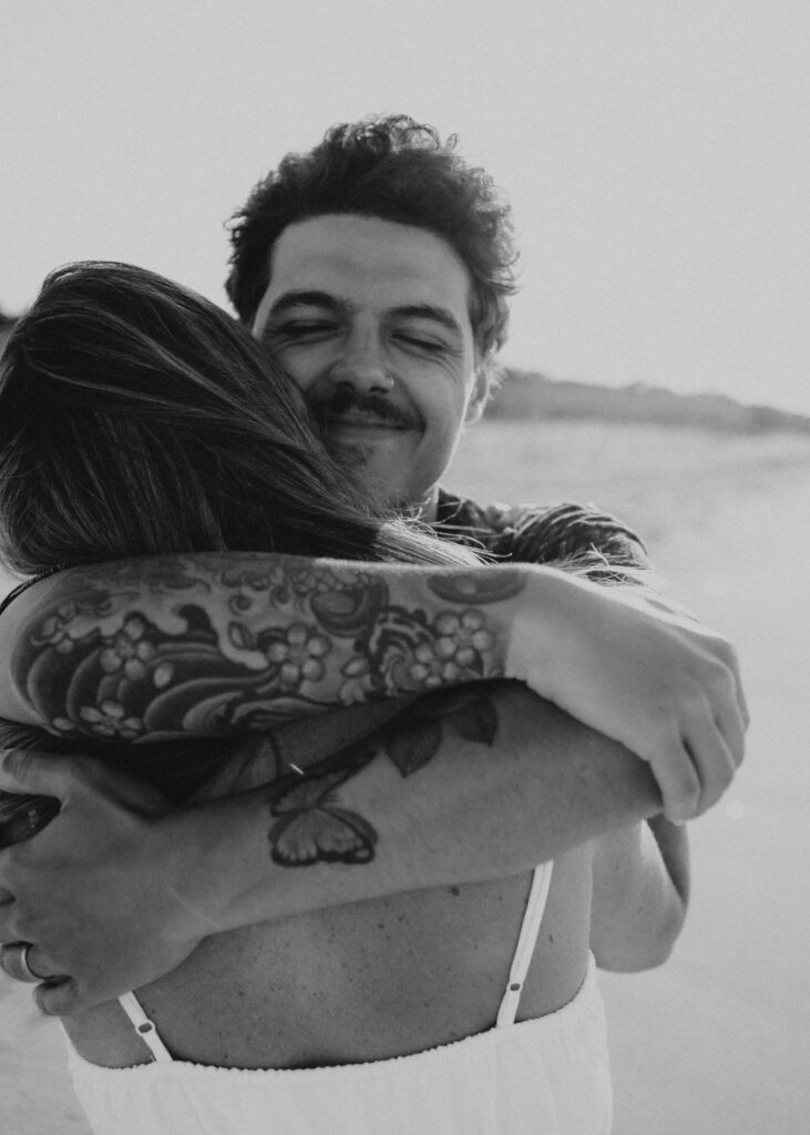 couple posing for their engagement photos