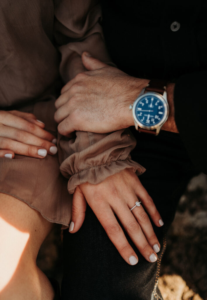 couple posing for their engagement photos