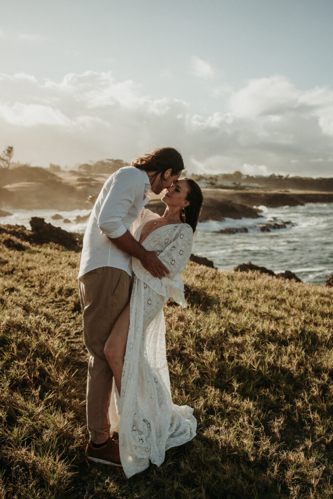 couple posing for their elopement pictures in Barbados