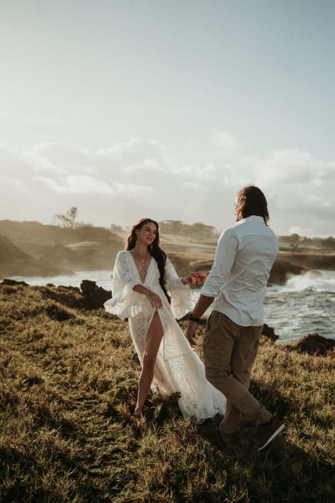 couple posing for their elopement pictures in Barbados