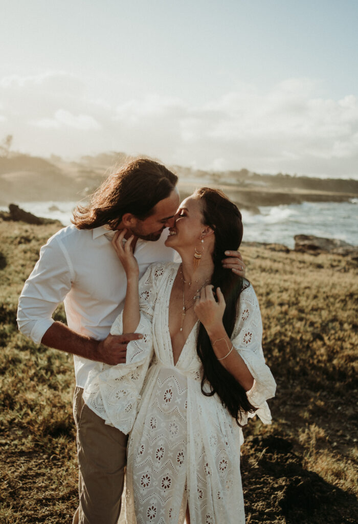 couple posing for their elopement pictures in Barbados