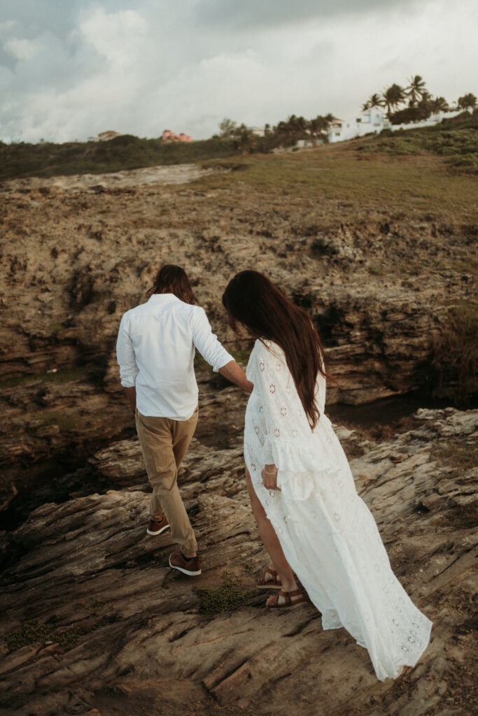 couple posing for their elopement pictures in Barbados