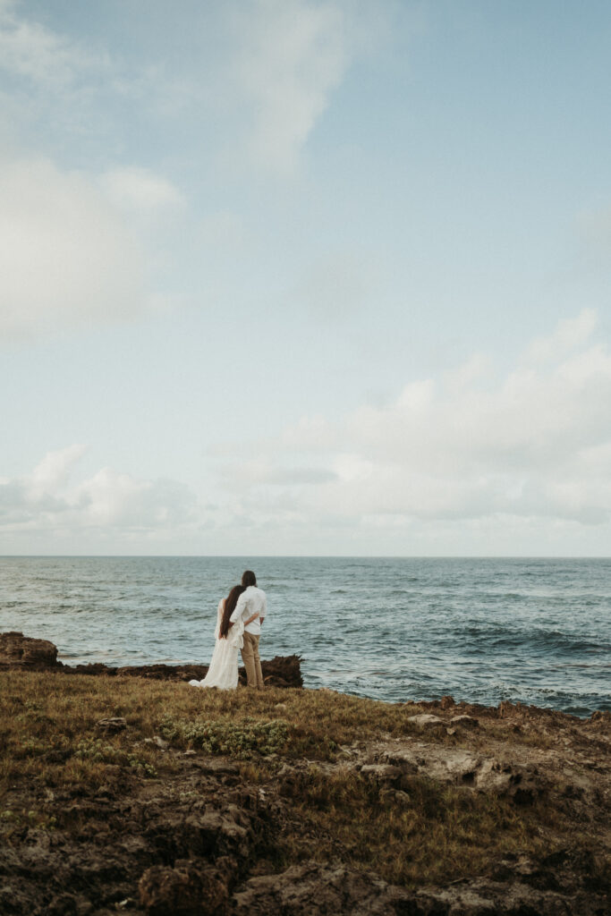 couple posing for their wedding pictures in Barbados