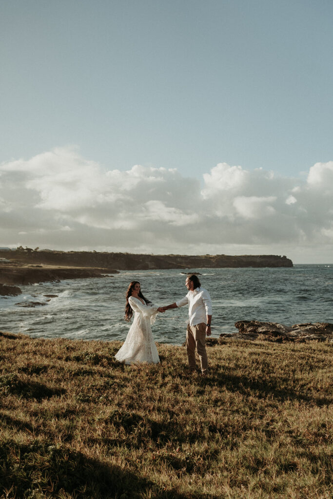 couple posing for their elopement pictures in Barbados