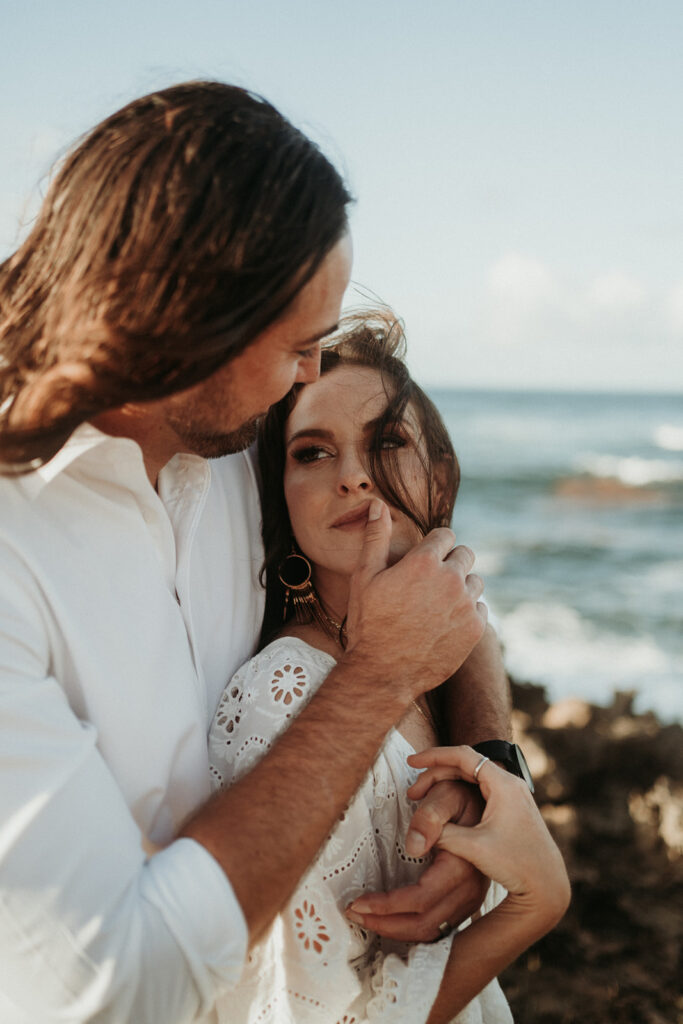 couple posing for their elopement pictures in Barbados