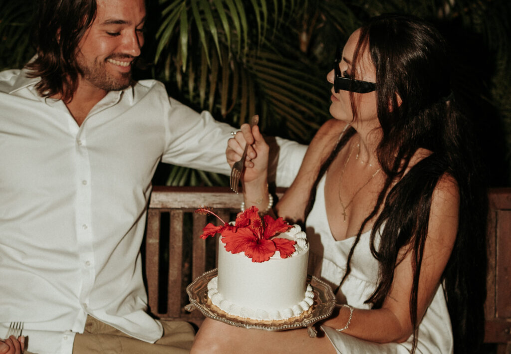 couple posing for their elopement pictures in Barbados