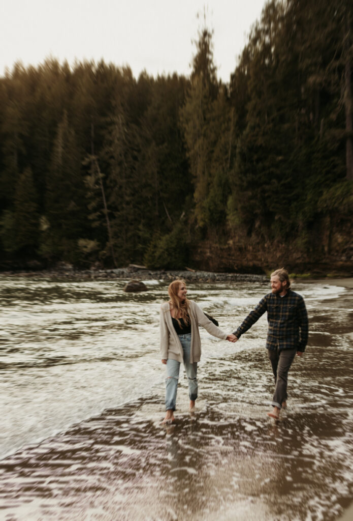 couple at their candid engagement photoshoot in Jordan River